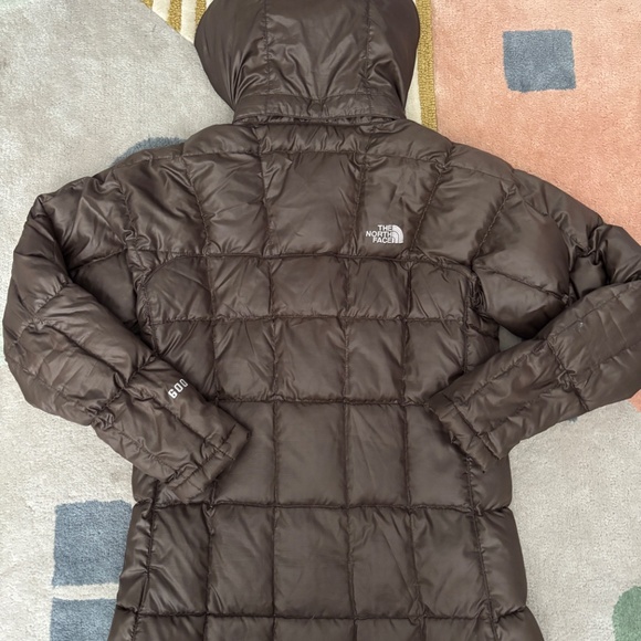 North Face 600 goose down hooded puffer jacket in chocolate brownwomen's size XS - Picture 2 of 5
